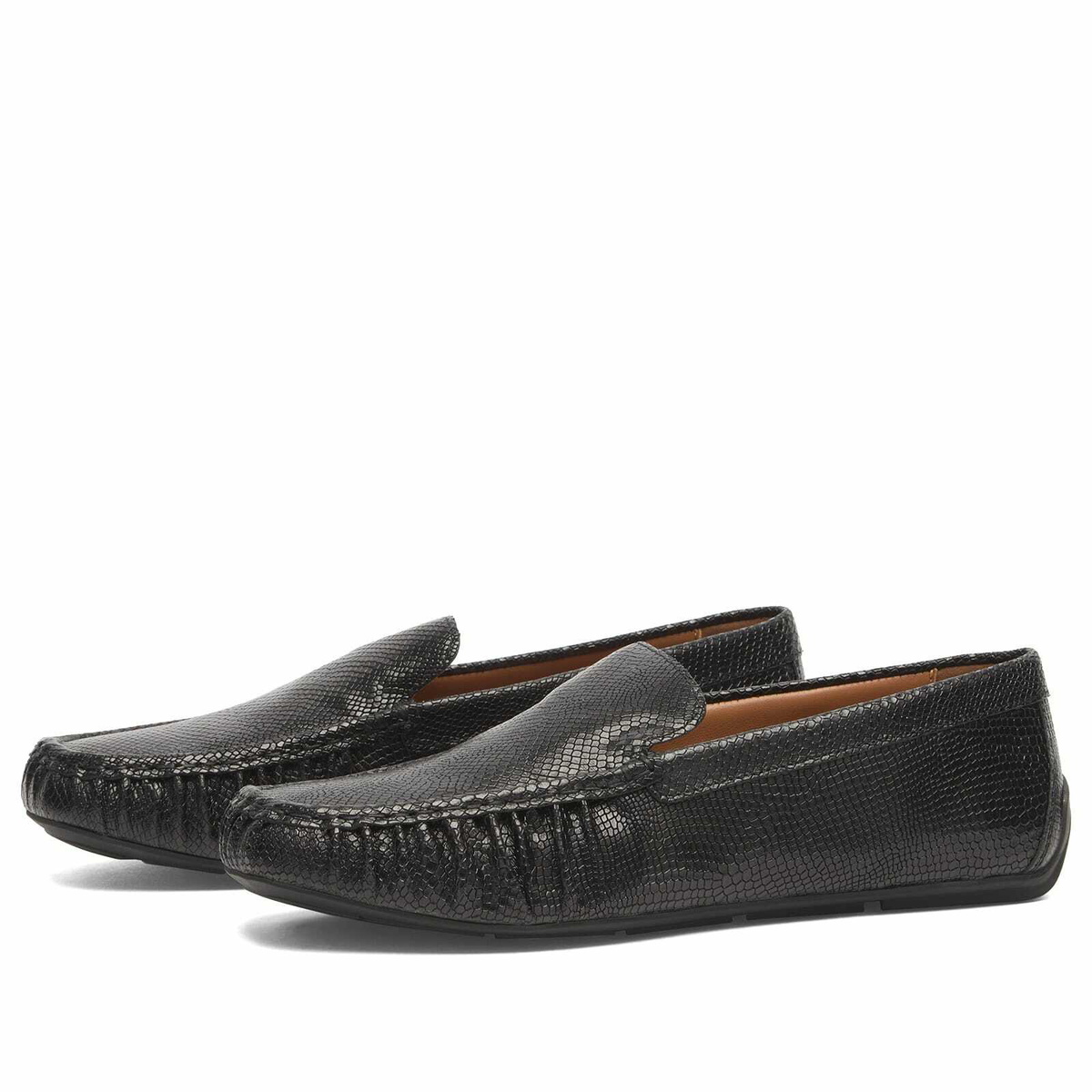 Vagabond Shoemakers Women's Mika Embossed Leather Boat Shoe in Black
