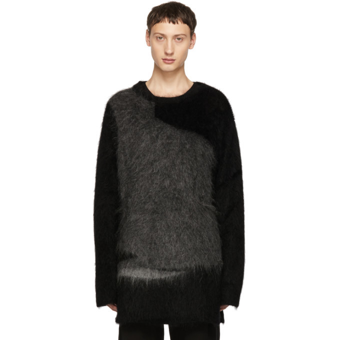 Photo: Yohji Yamamoto Black and Grey Mohair Crewneck Sweater