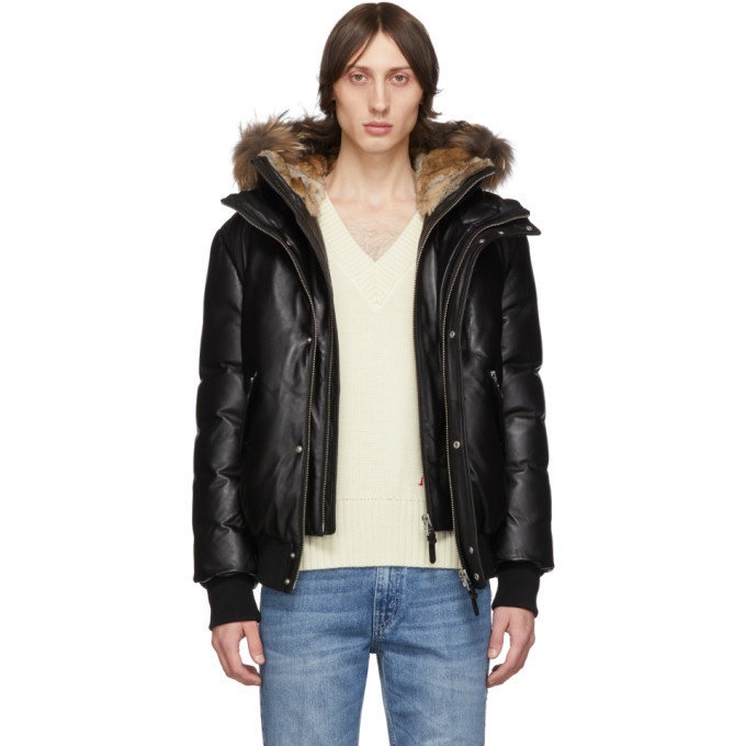 Photo: Mackage Black Down and Leather Bomber Jacket