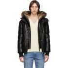 Mackage Black Down and Leather Bomber Jacket