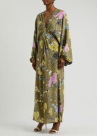Diane Von Furstenberg Kason Floral-print Maxi Dress Green/Yellow/Pink