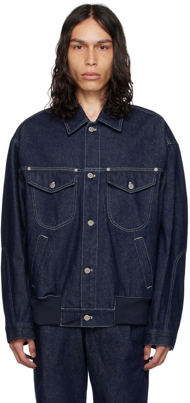 AFTER PRAY Indigo Contrast Stitching Denim Jacket