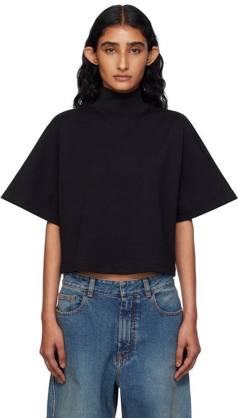 Photo: ALAÏA Black Ribbed Cotton High Neck T-shirt