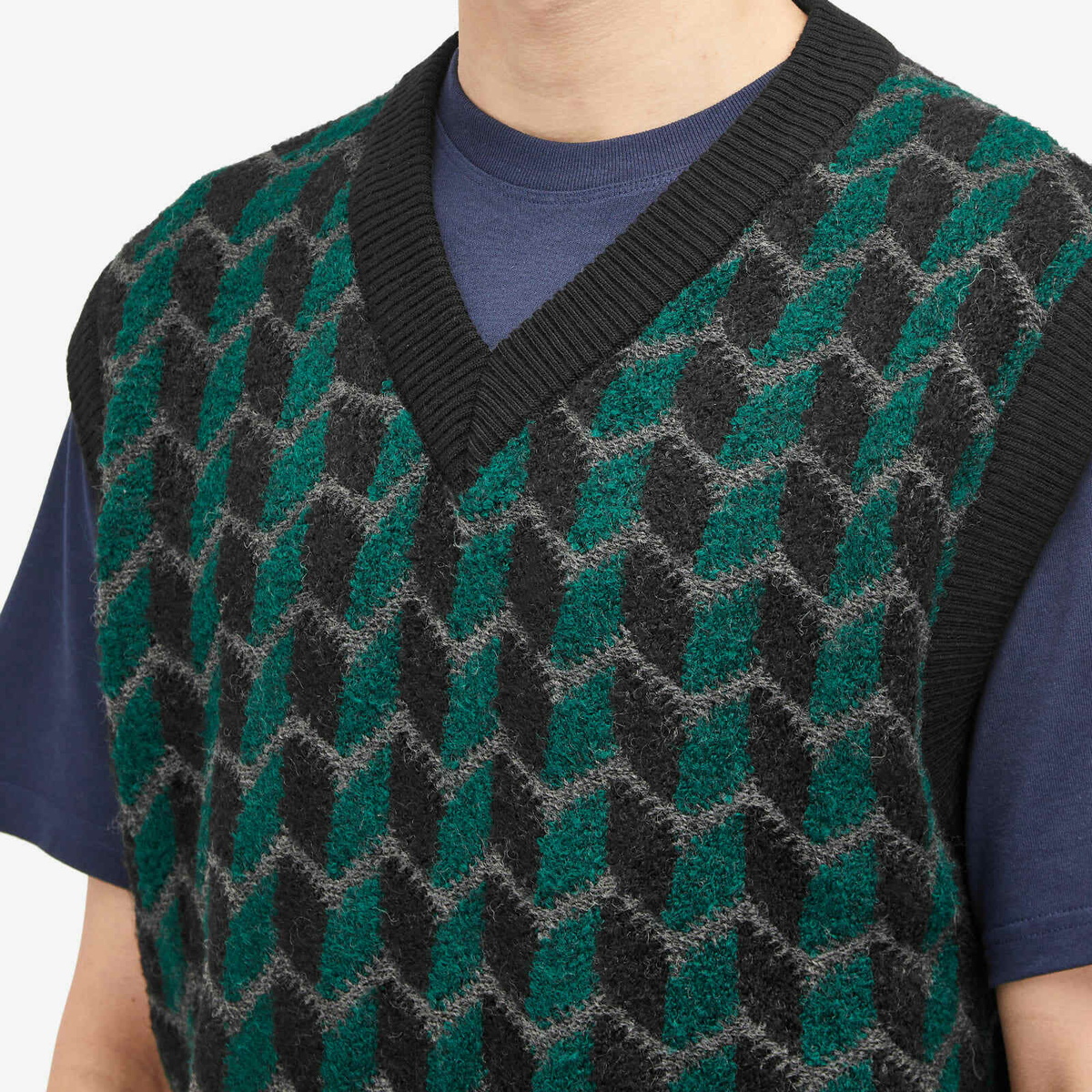 Polar Skate Co. Men's Zig Zag Knit Vest in Black/Dark Teal