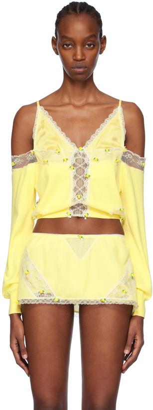 Photo: Pushbutton Yellow Mini Flower Cardigan