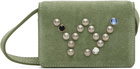 OPEN YY Green Micro Suede Stud Wallet Bag