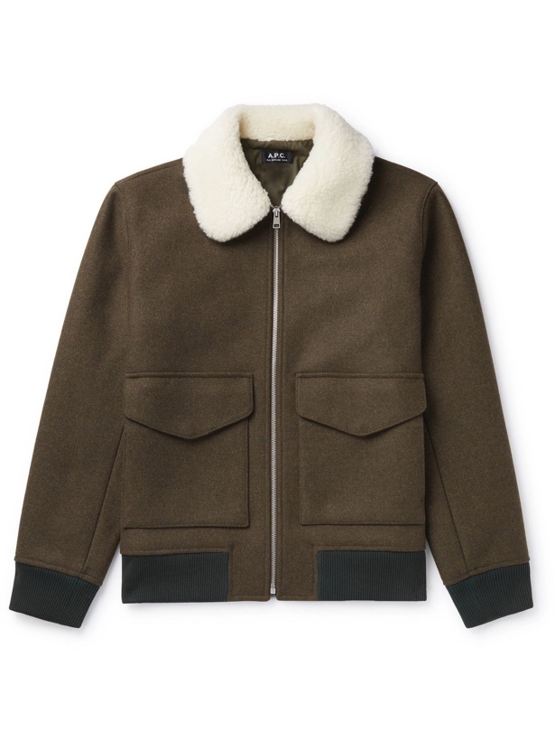Photo: A.P.C. - Faux Shearling-Trimmed Wool-Blend Jacket - Unknown