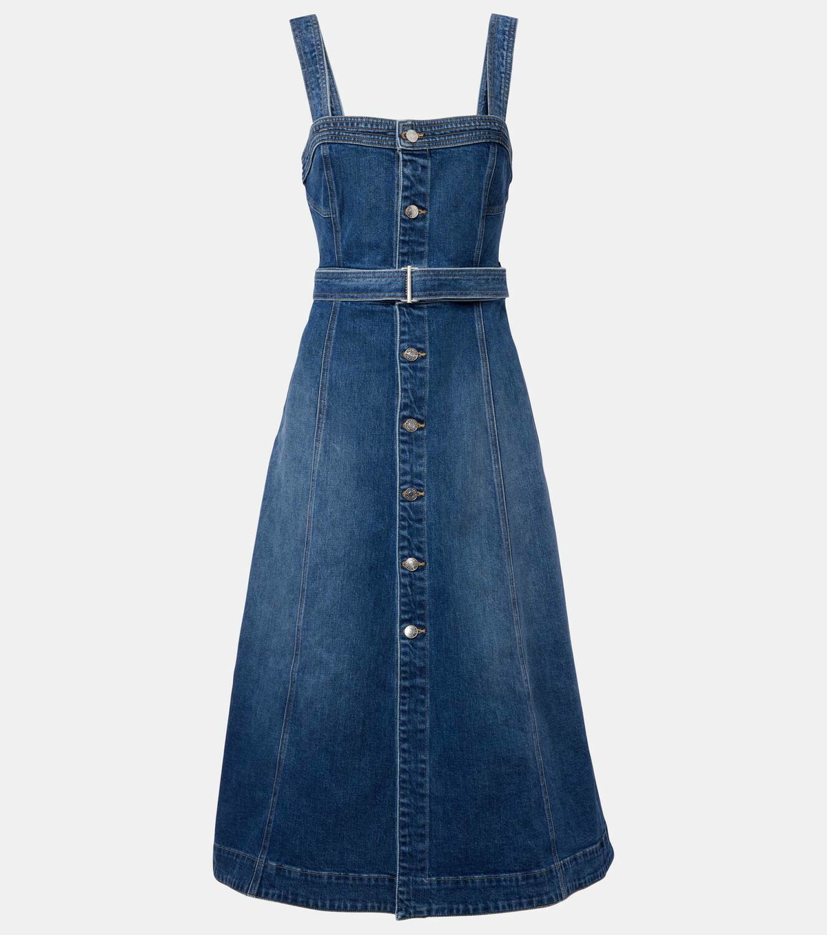 Simkhai Alba belted denim midi dress