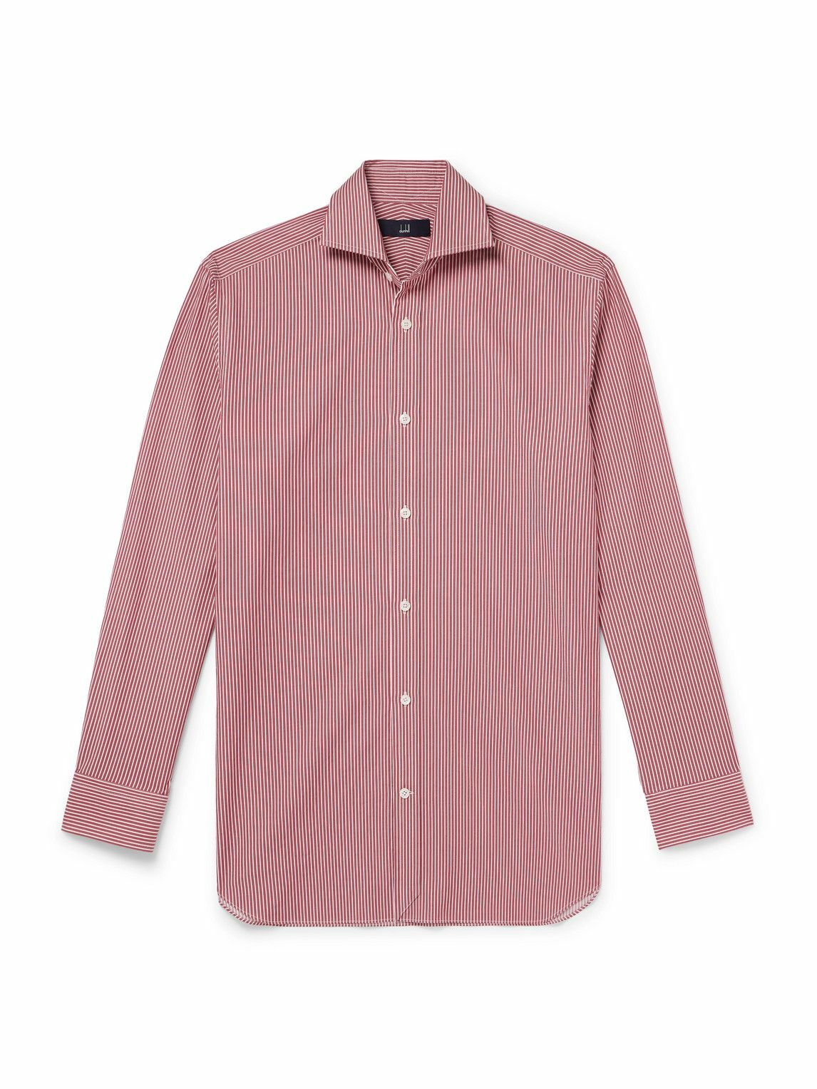 Dunhill - Cutaway-Collar Striped Cotton-Poplin Shirt - Red