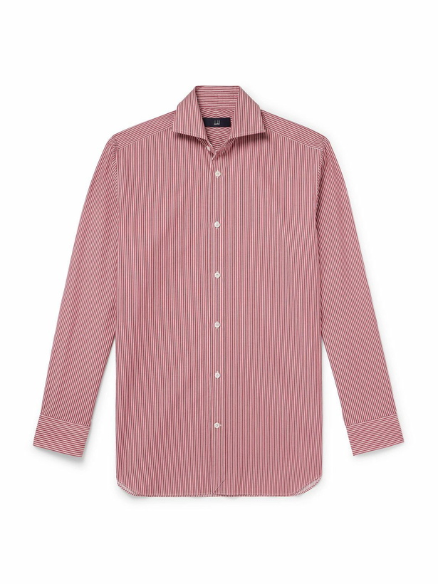Photo: Dunhill - Cutaway-Collar Striped Cotton-Poplin Shirt - Red