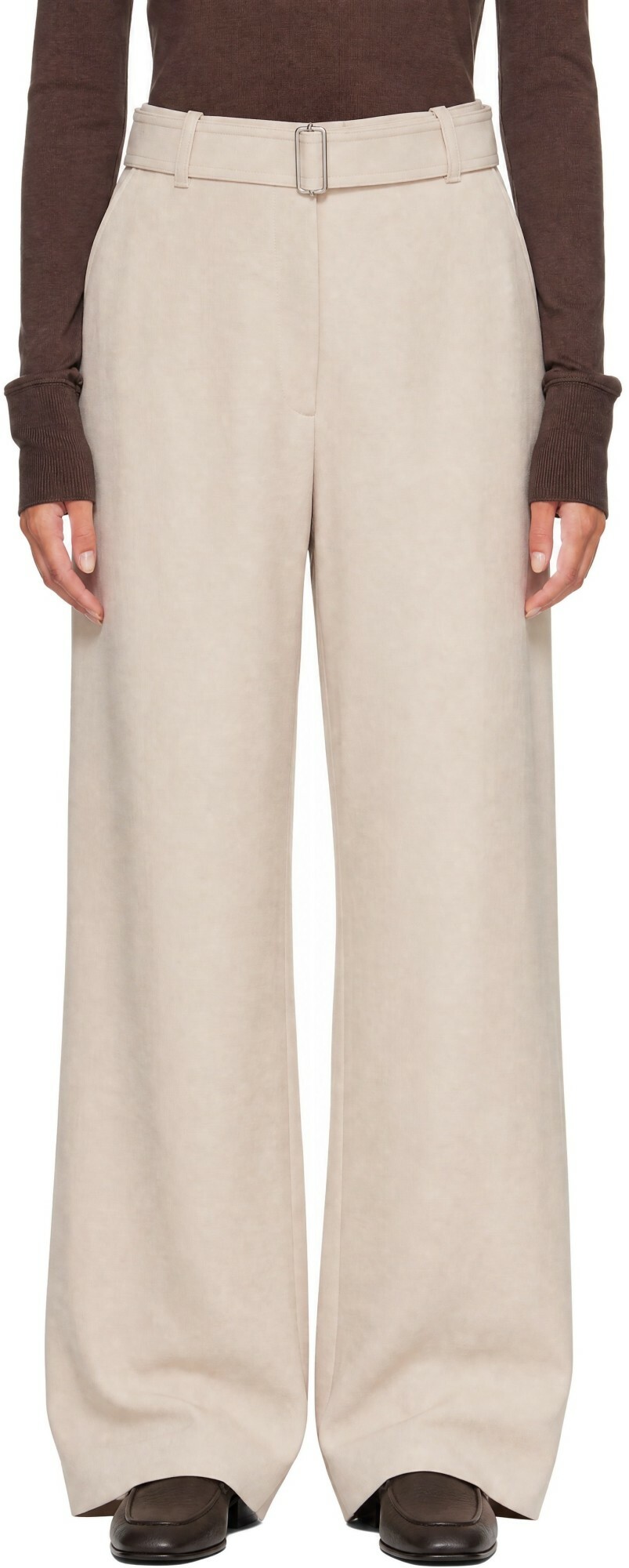 Studio Nicholson Beige Belted Round Trousers