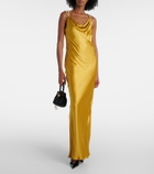 Versace Safety Pin embellished silk satin gown