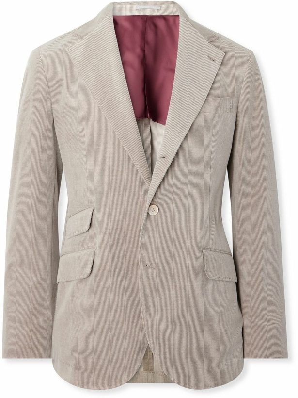 Photo: Brunello Cucinelli - Cotton-Blend Corduroy Suit Jacket - Neutrals