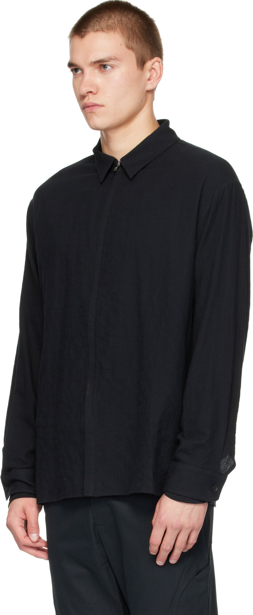 POST ARCHIVE FACTION (PAF) Black Zip Shirt Jacket