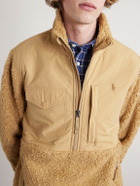 Polo Ralph Lauren - Logo-Embroidered Shell-Panelled Fleece Half-Zip Sweatshirt - Neutrals