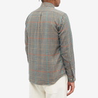 Portuguese Flannel Men's Fun Button Down Tartan Shirt in Brown/Aqua/Orange