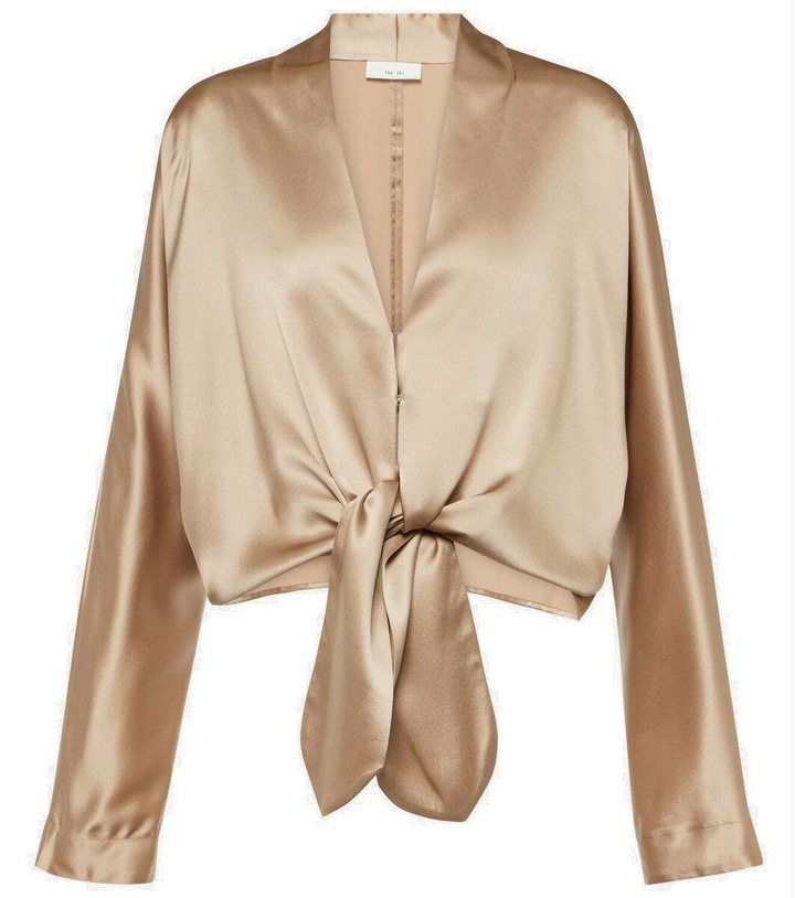 Photo: The Sei Tie-front silk satin blouse