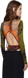 Jean Paul Gaultier Khaki & Orange 'The Médaillon' Open Back Bodysuit