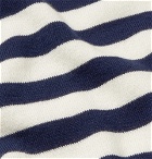 Beams F - Slim-Fit Striped Knitted Cotton Polo Shirt - Men - Navy