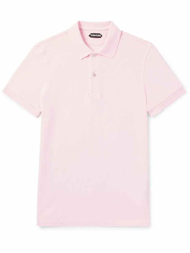 Photo: TOM FORD - Slim-Fit Garment-Dyed Cotton-Piqué Polo Shirt - Pink