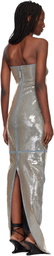 Rick Owens Blue & Beige Temple Prong Denim Maxi Dress