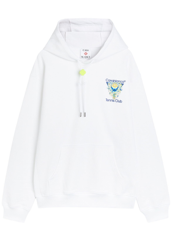 Photo: Casablanca Tennis Club Logo-print Hooded Cotton Sweatshirt Off White