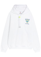 Casablanca Tennis Club Logo-print Hooded Cotton Sweatshirt Off White