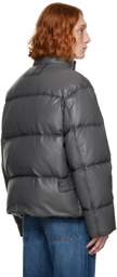 Solid Homme Gray Quilted Down Leather Jacket
