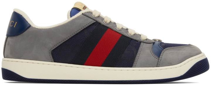 Photo: Gucci Navy & Gray Screener Sneakers