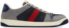 Gucci Navy & Gray Screener Sneakers