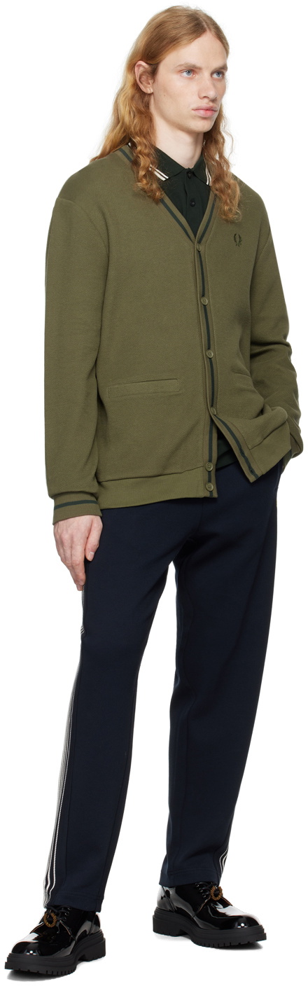 Fred Perry Green Tipped Piqué Texture Cardigan Fred Perry
