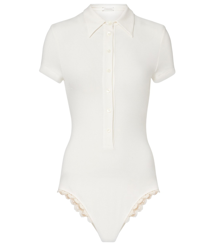 Photo: Magda Butrym Crochet-trimmed cotton-blend bodysuit