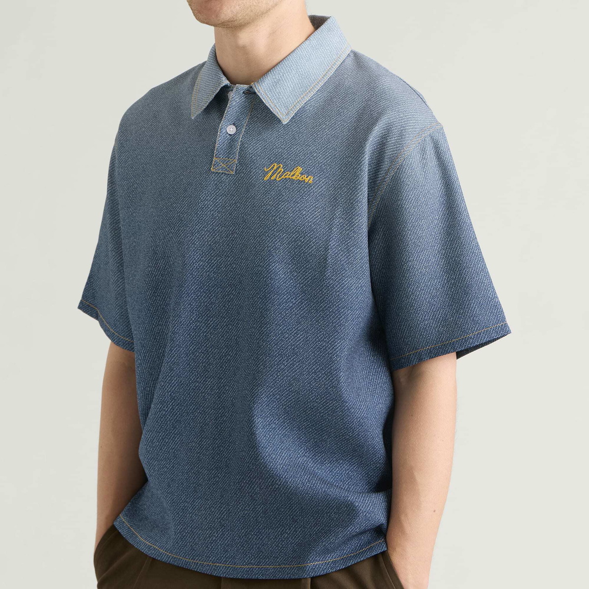 Malbon Men's Ironfade Polo in Dusty Navy