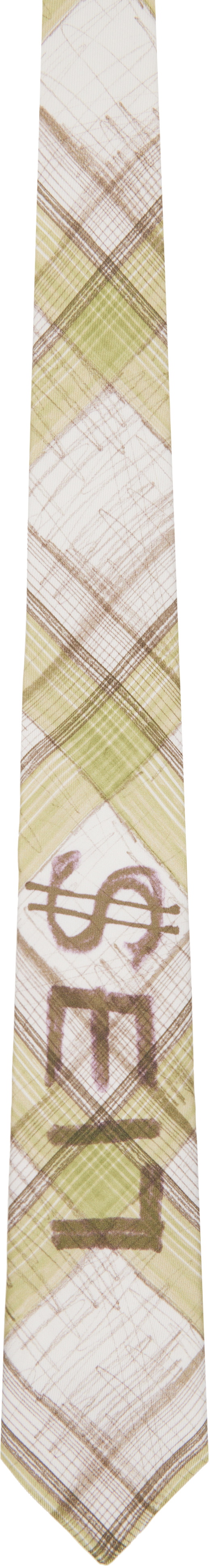 Vivienne Westwood Green & White 7cm 'Lies' Tie