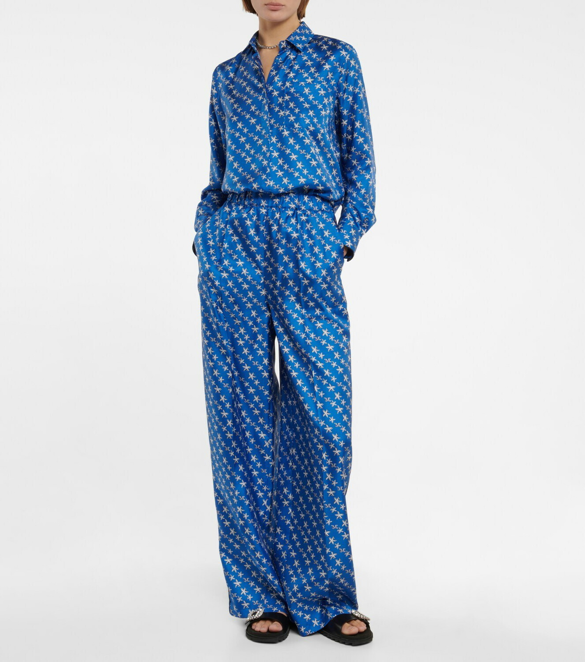 【送料&関税込】'S Max Mara Cinzia Printed Silk Pants S MAX MARA - Cinzia printed silk pants blue - The Corner