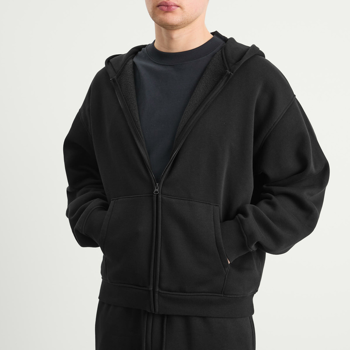SKIMS Men's Zip Hoodie in Washed Onyx