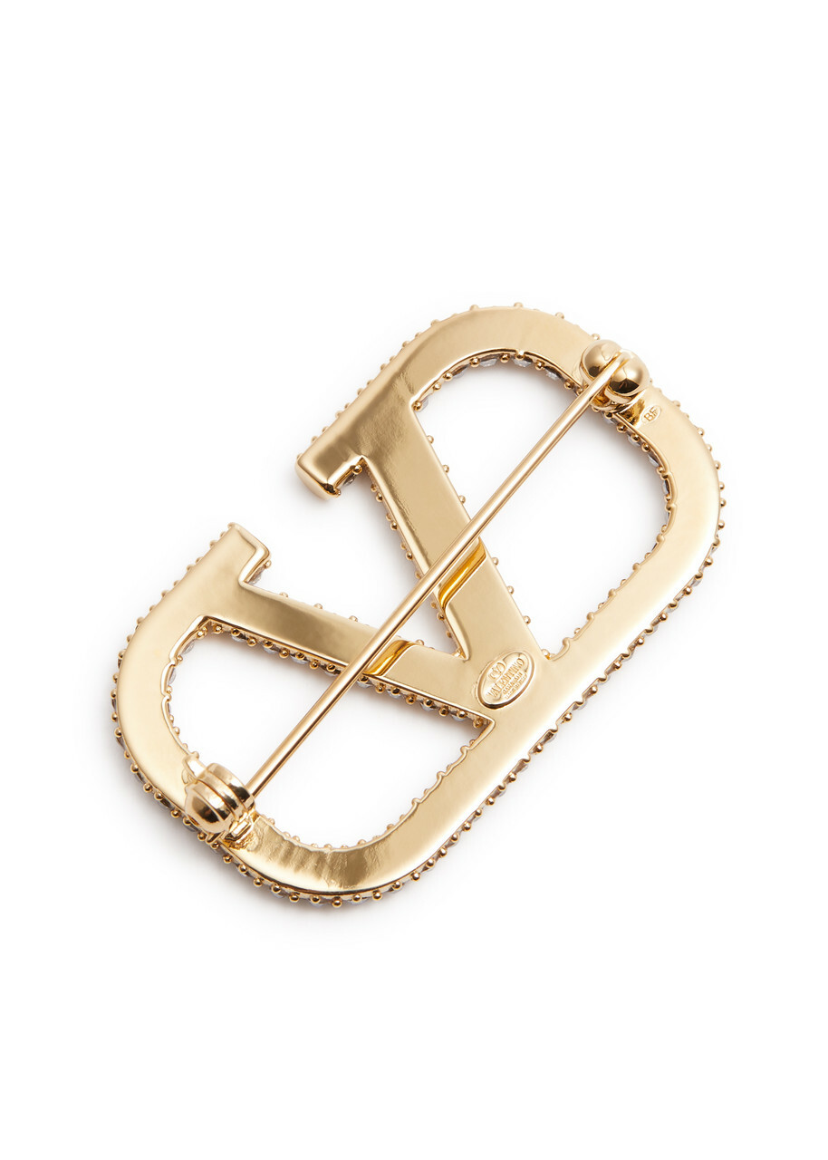 Valentino Garavani VLogo Crystal-embellished Brooch - Gold