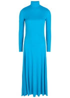 Alaïa Heart Cut-out Crepe Midi Dress Turquoise