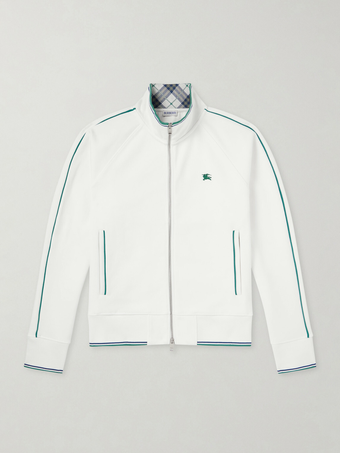Burberry - Logo-Embroidered Jersey Zip-Up Sweatshirt - White