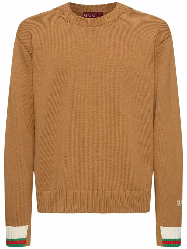 Photo: GUCCI Web Detail Cotton Crewneck Sweater