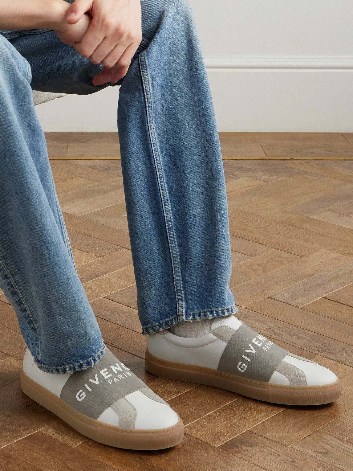 Givenchy - Urban Street Logo-Appliquéd Webbing and Suede-Trimmed Leather Slip-On Sneakers - White