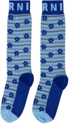 Marni Blue Flower Jacquard Socks