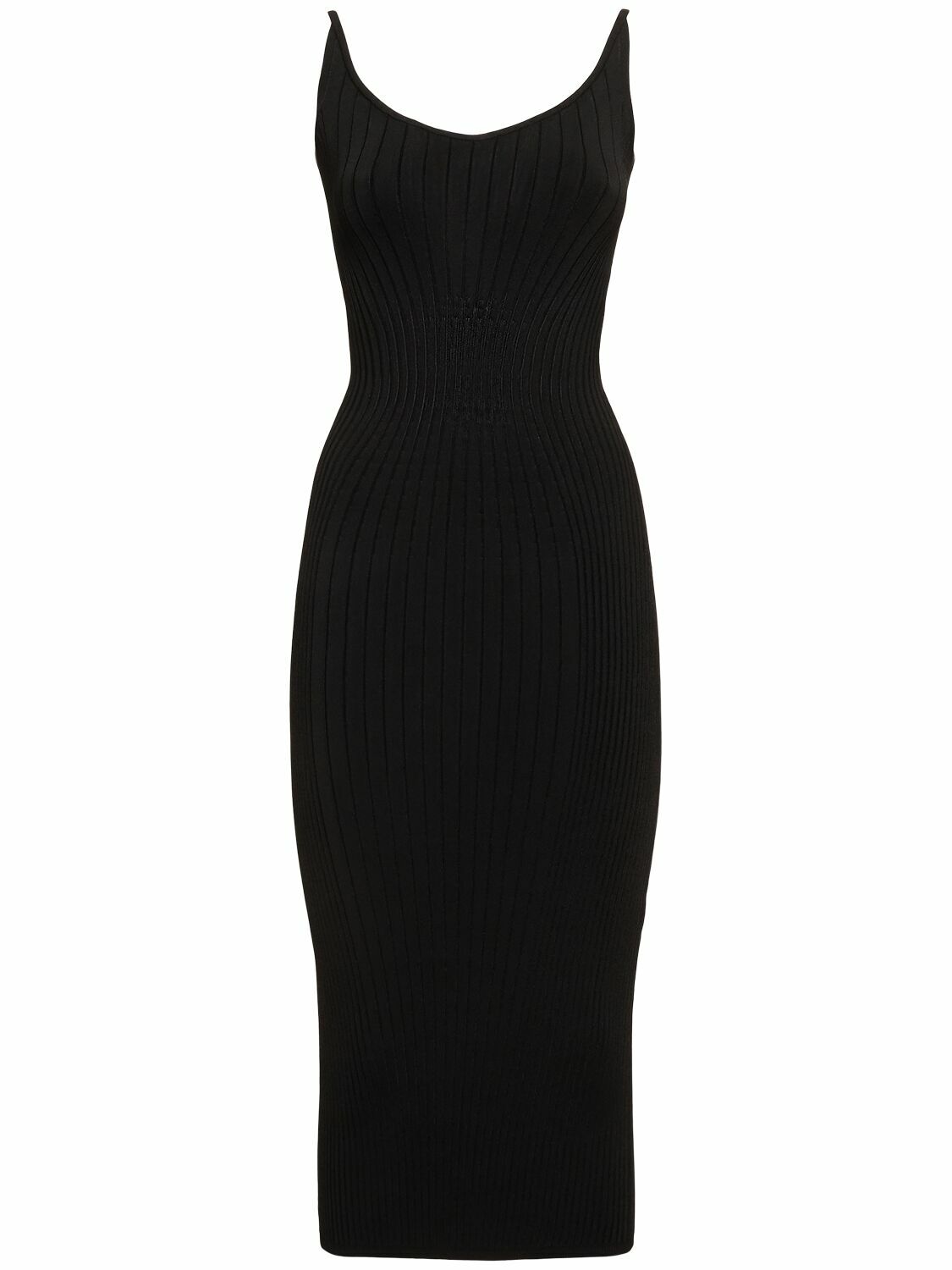 mugler ribbed dress Ribbed-knit off-shoulder midi dress in white - Mugler
