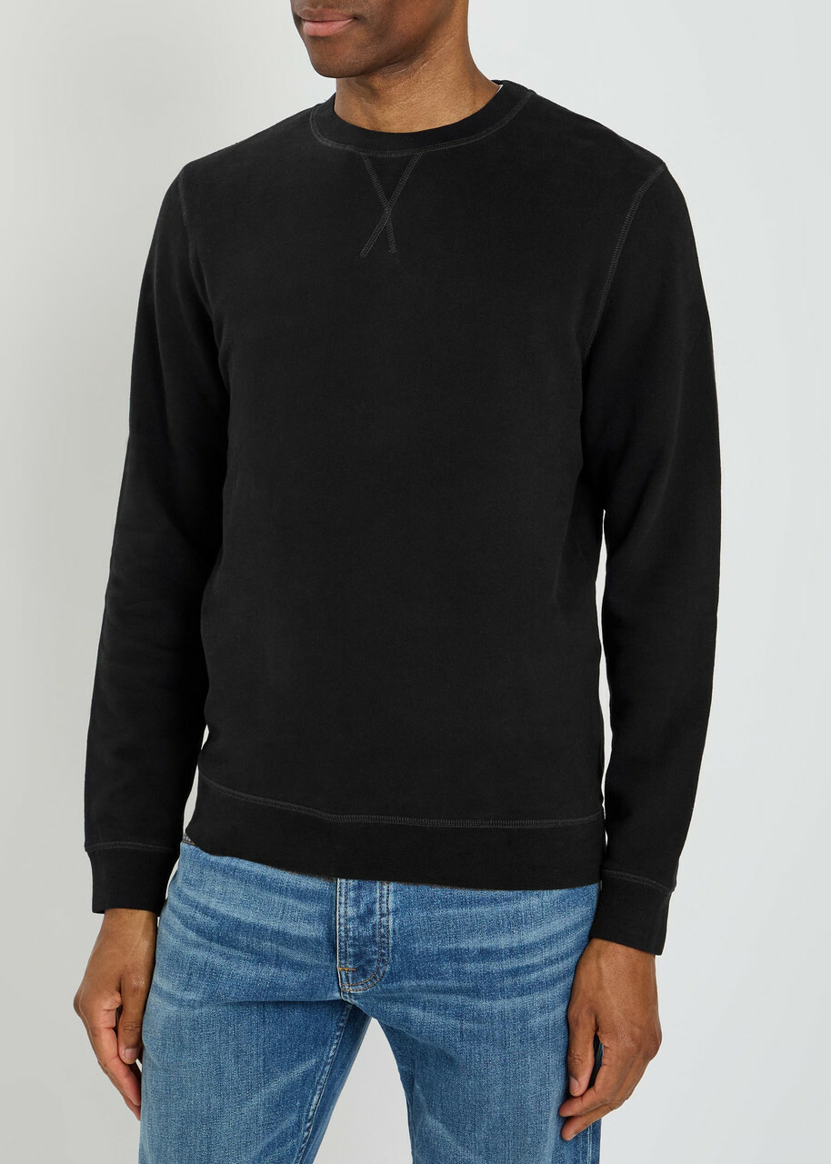 Sunspel Crew-neck Cotton Sweatshirt Black