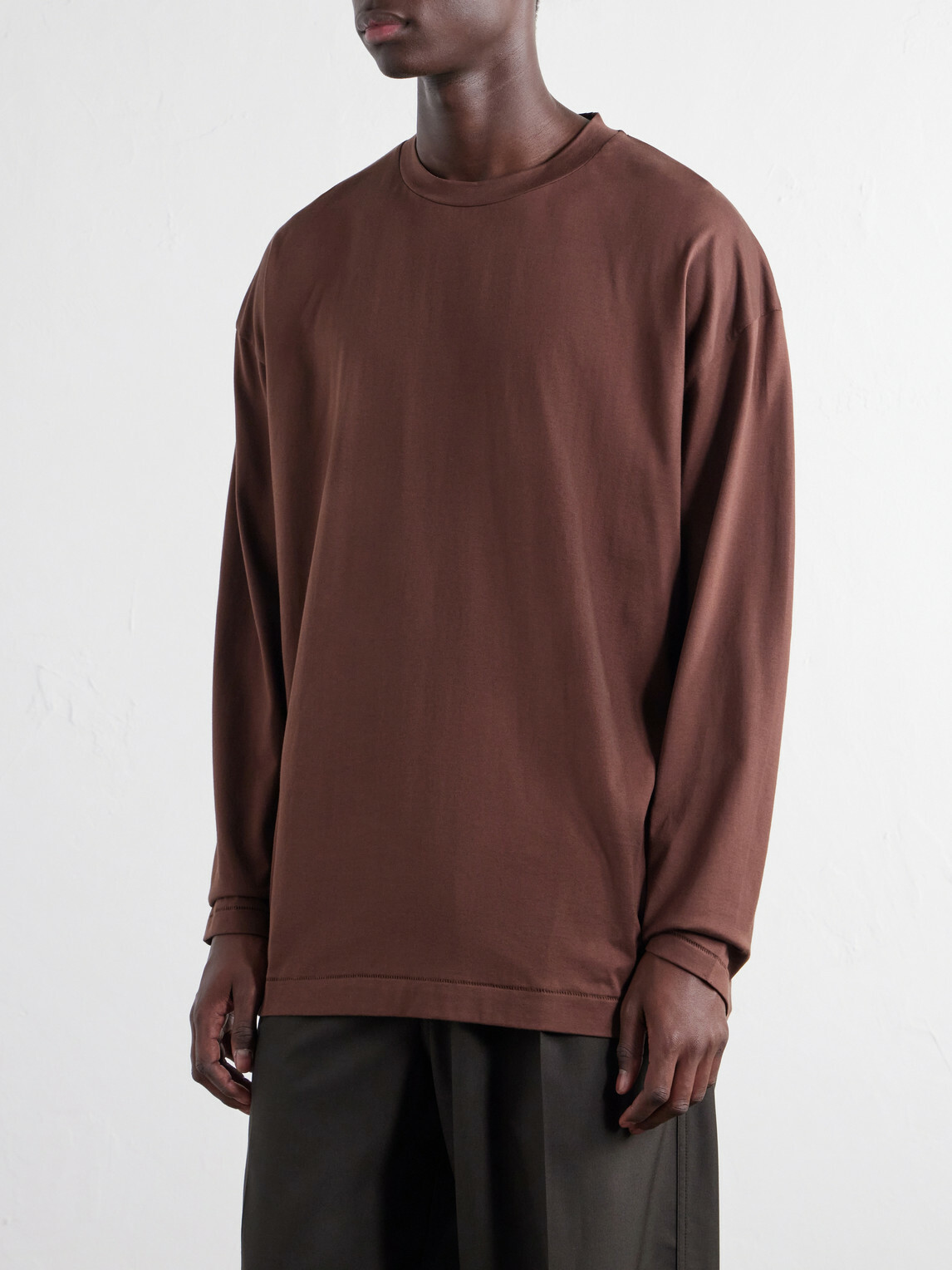 ATON - Cotton-Jersey T-Shirt - Brown
