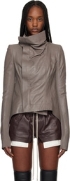Rick Owens Gray Temple Naska Leather Jacket