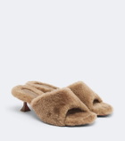 Amina Muaddi Taylor shearling mules