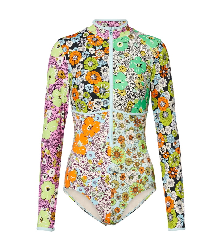Photo: Alémais Orange Blossom floral rashguard swimsuit