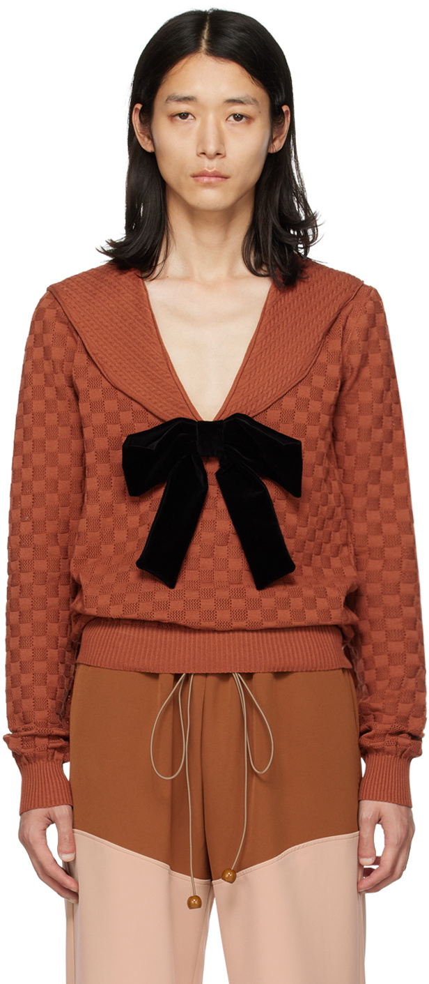 Red cashmere and wool sweater with velvet bow Louis Vuitton For