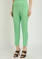 Pleats Please Issey Miyake Pleated Tapered-leg Woven Trousers Light Green